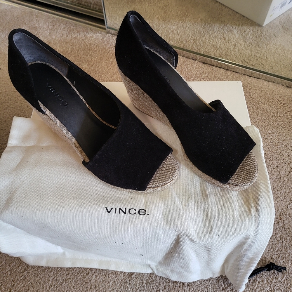 Vince black suede wedge sandal size 5 - New
